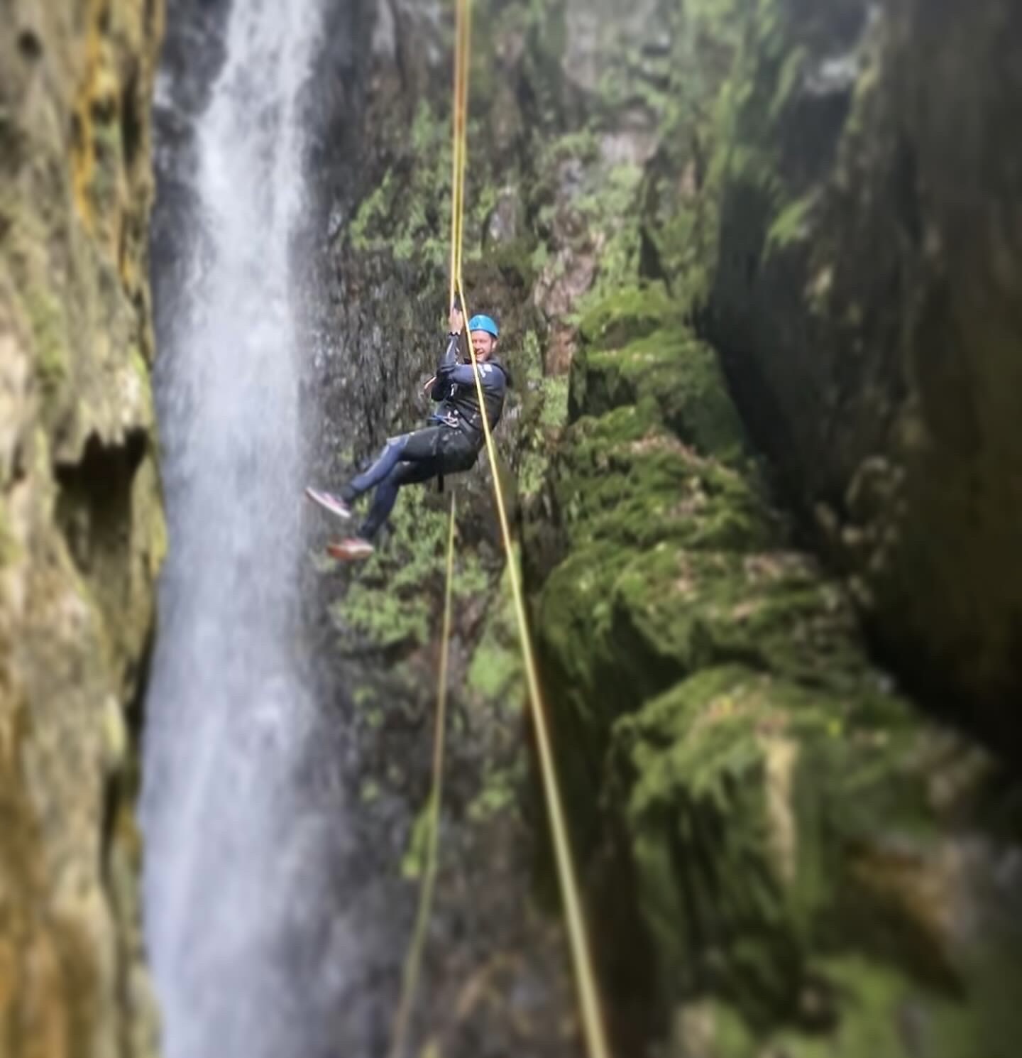 zip lining in langdale during a lake district canyoning trip