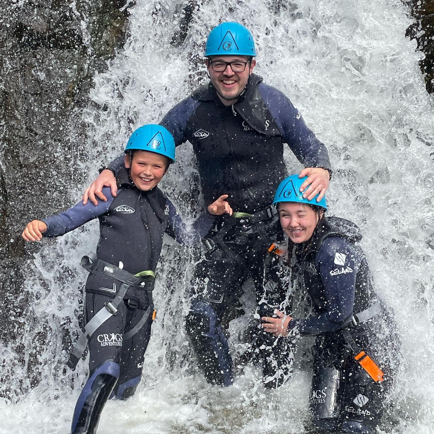 family ghyll scrambling at Stickle Ghyll