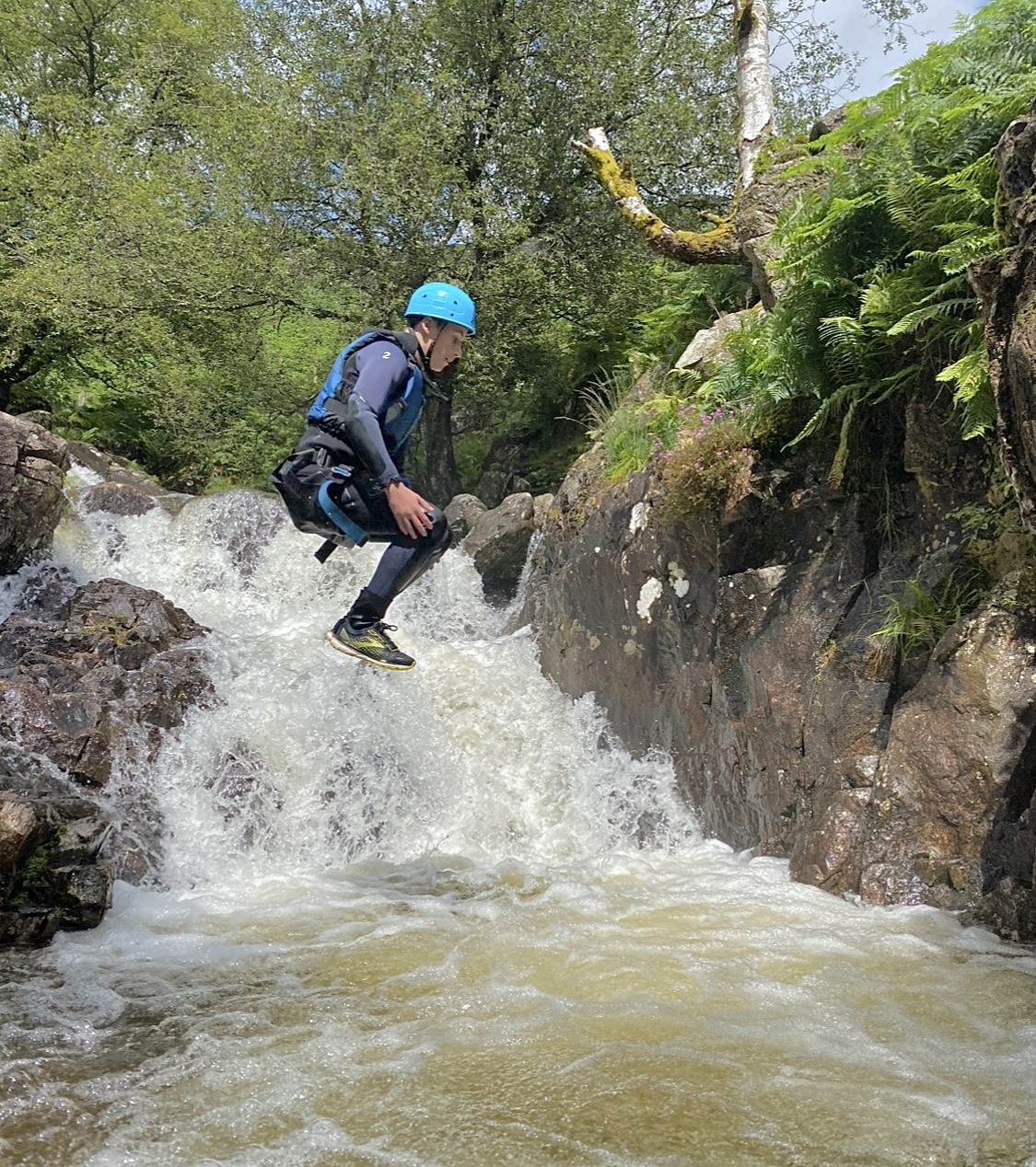 ghyll scrambling in stickle ghyll in the lake district
